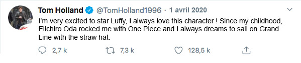 Tom Holland Sera Luffy Dans Le Live Action One Piece De Netflix Gaak