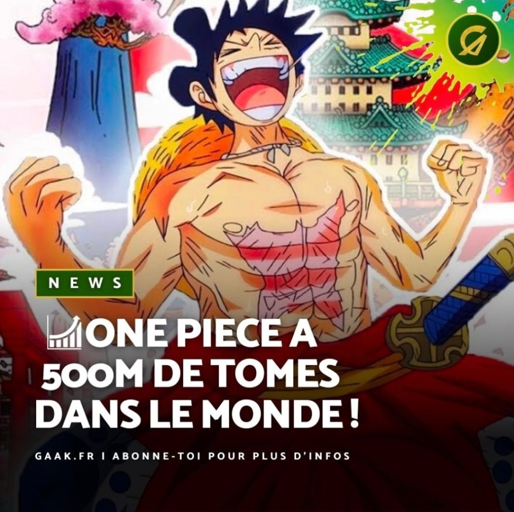 Guinness World Record One Piece 516566000 exemplaires en circulation plus de 500 millions de copies vendues Eiichiro Oda Manga Le plus de copies en circulation pour la même bande-dessinée pour un auteur unique Ventes chiffres