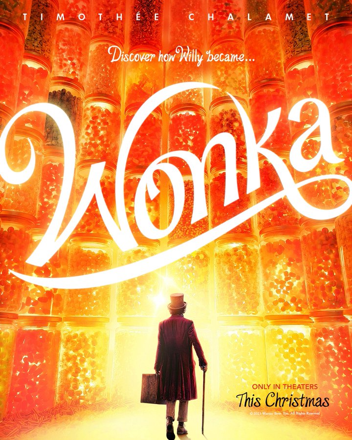 Wonka Warner Bros Affiche Film Décembre  Noel Timothée Chalamet
