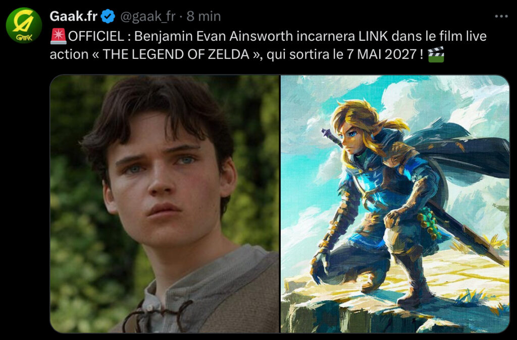 2023, Acteurs, adaptation, animation, bande-annonce, Benjamin evan ainsworth, Bo bragason, date de sortie, Film, jeu vidéo, Link, Live action, Mai 2027, nintendo, One Piece, Shigeru Miyamoto, Sony Pictures, Tears of the Kingdom, Teaser, Zelda