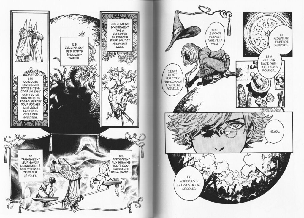 L’atelier des sorciers, Pika, avis, review, critique, tome 1, tome 2, fantasy, sorciers, kamome shirahama, Atelier of Witch Hat, seinen, édition grimoire, grimoire, les trésors du nain,