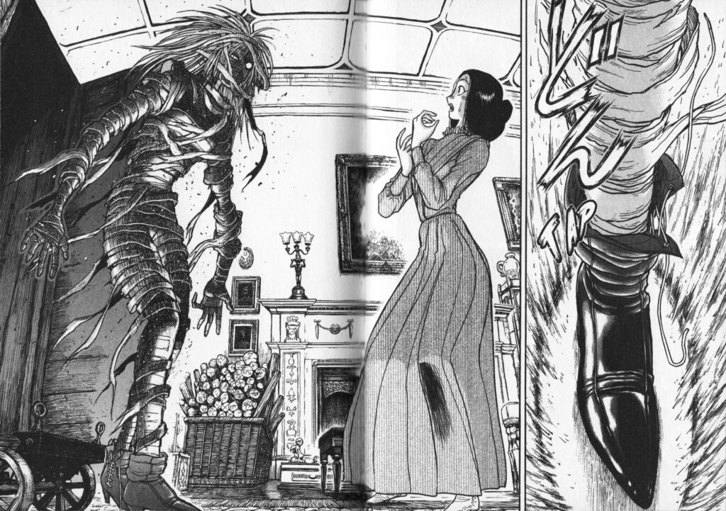 Les trésors du nain, Crescent moon dance with the monster, kazuhiro fujita, frankenstein, karakuri circus, ki-oon, the black museum, seinen, intégrale, 6 tomes, tome 1, tome 2, tome 3, tome 4, tome 5, tome 6, horrifique, danse,