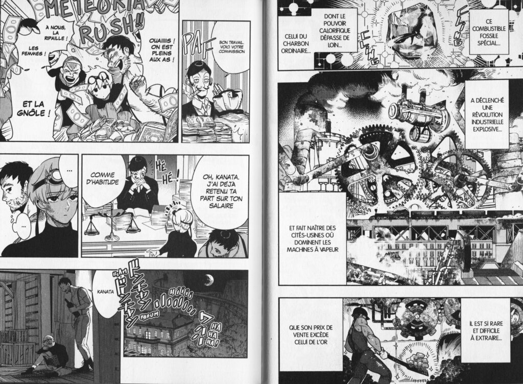 Meteoria, manga, avis, review, critique, tome 1, tome 2, shonen, seinen, Hyoukaku no Meteoria, aliens, kaiju N°8, steampunk, les trésors du nain, kurokawa, makoto todo, futabasha,